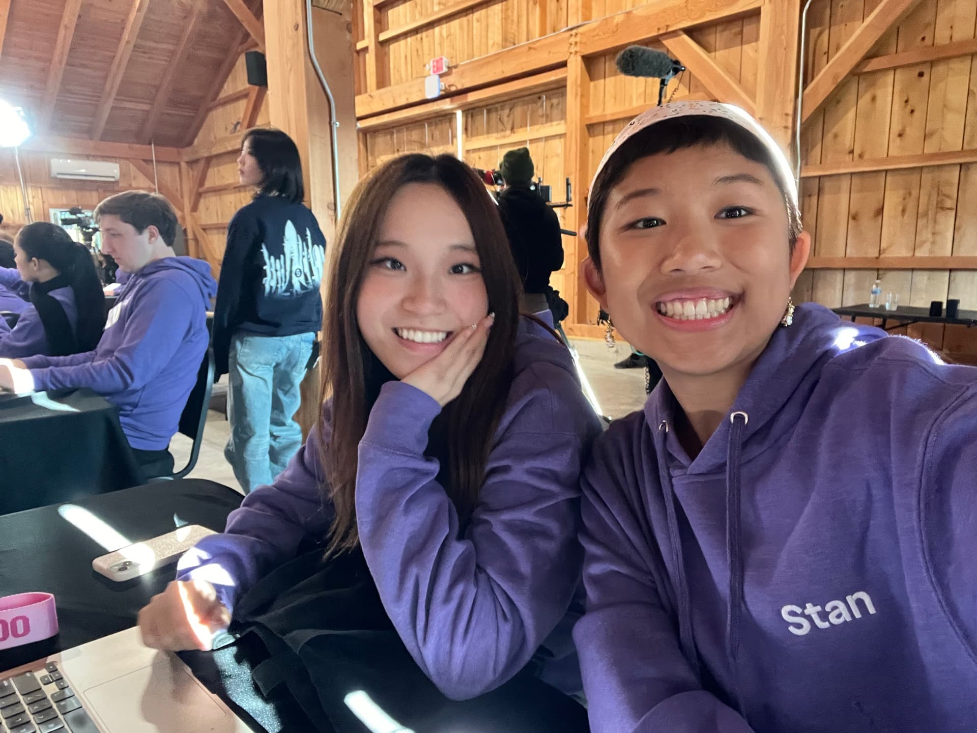 Sunny with another contestant at the Stan Launchpad lodge
