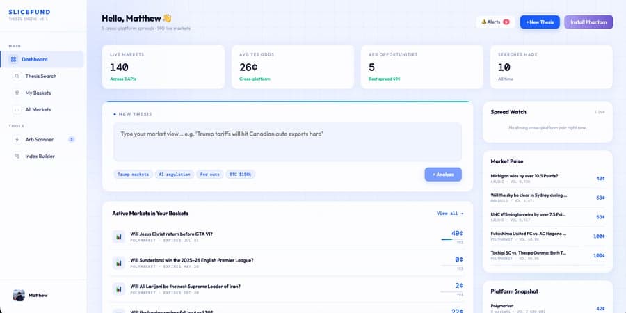 Slicefund prediction market interface