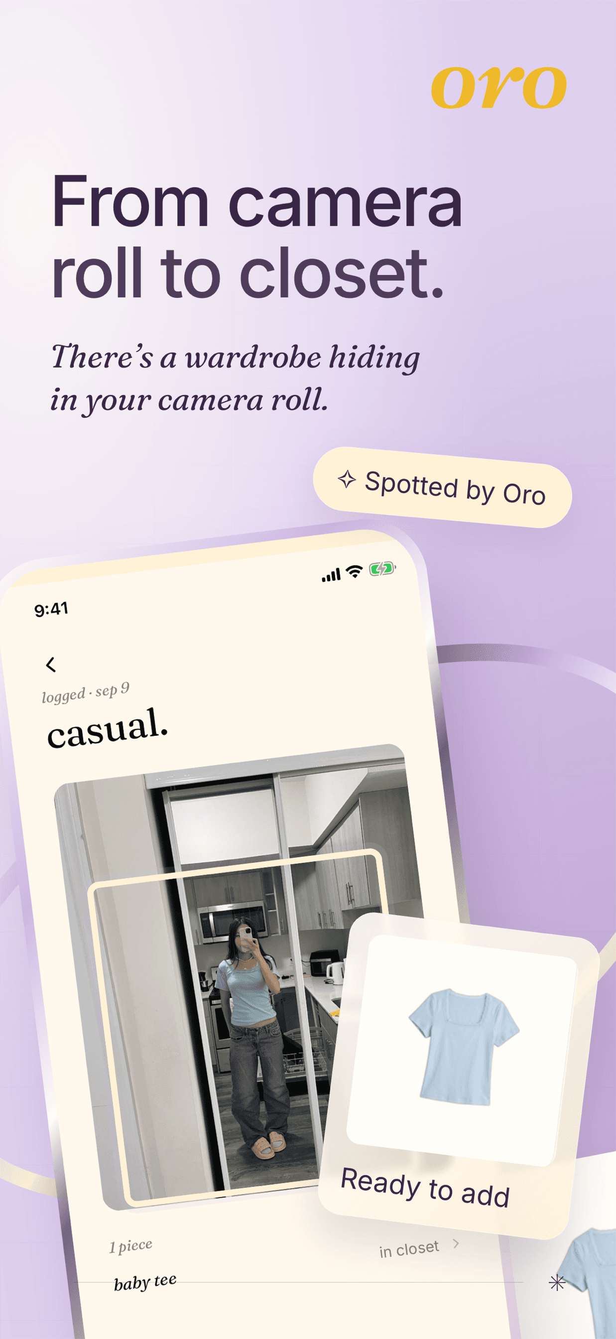 oro’s mobile app extracting an individual garment from an outfit photo