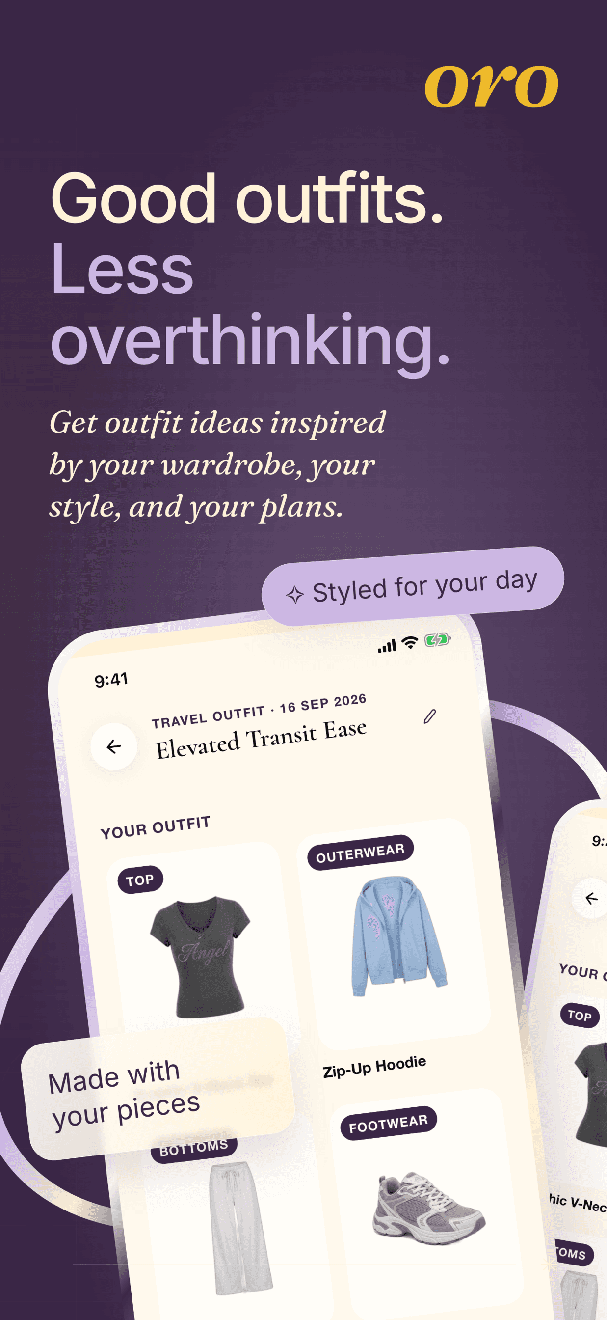 Outfit recommendations in oro’s mobile app
